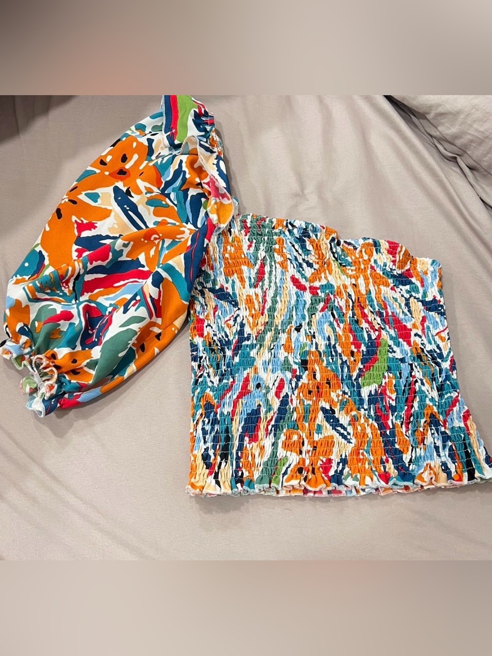 Vibrant Multicolor Smocked Tube Top